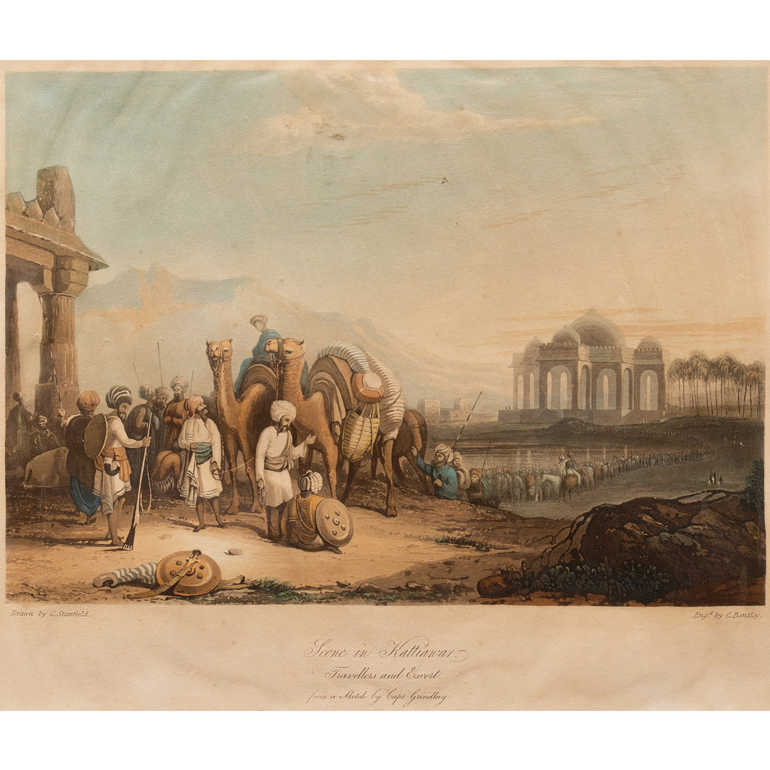 SCENE IN KHATTIAWAR TRAVELLERS AND ESCORT
