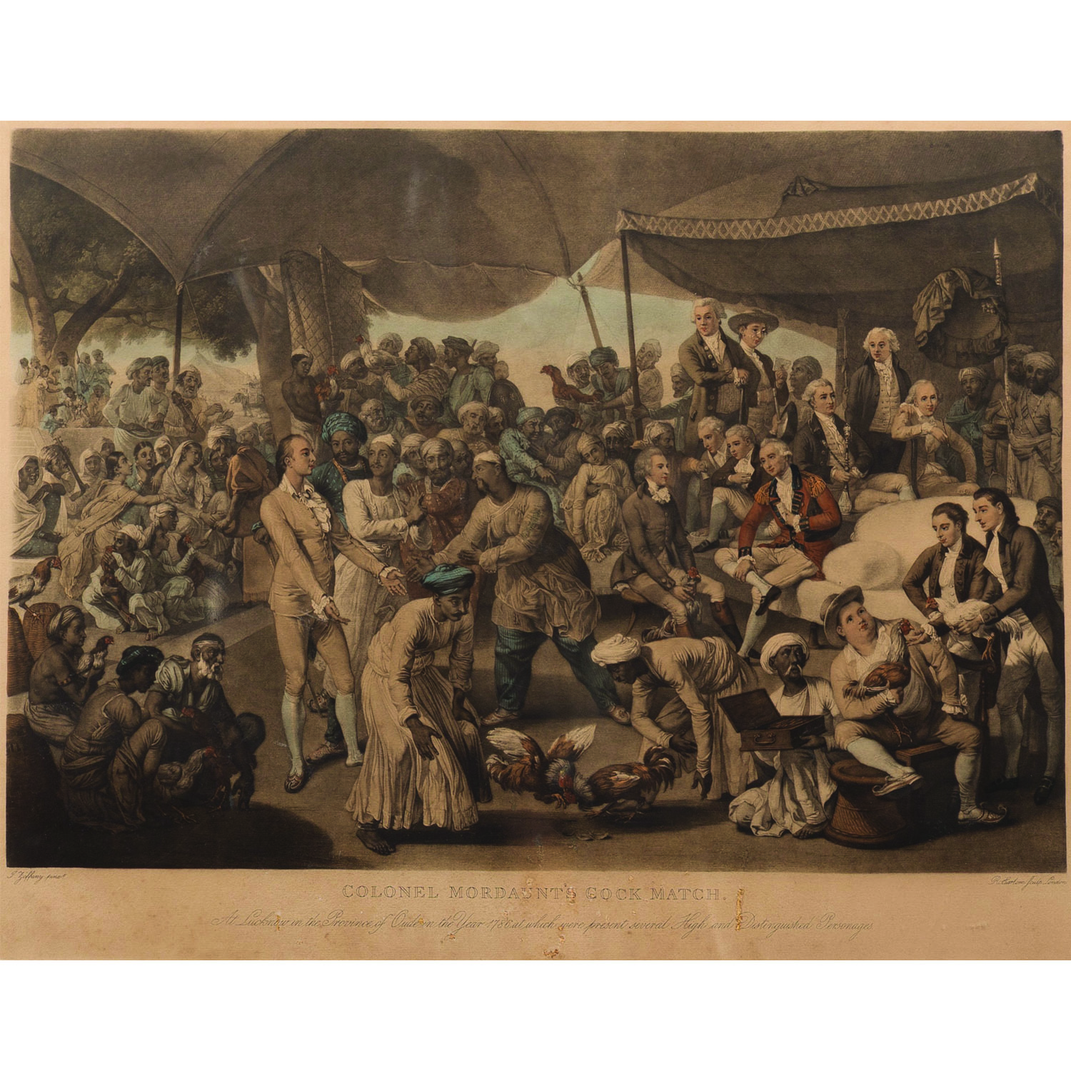 COLONEL MORDAUNTS COCK MATCH, LUCKNOW BY JOHAN ZOFFANY