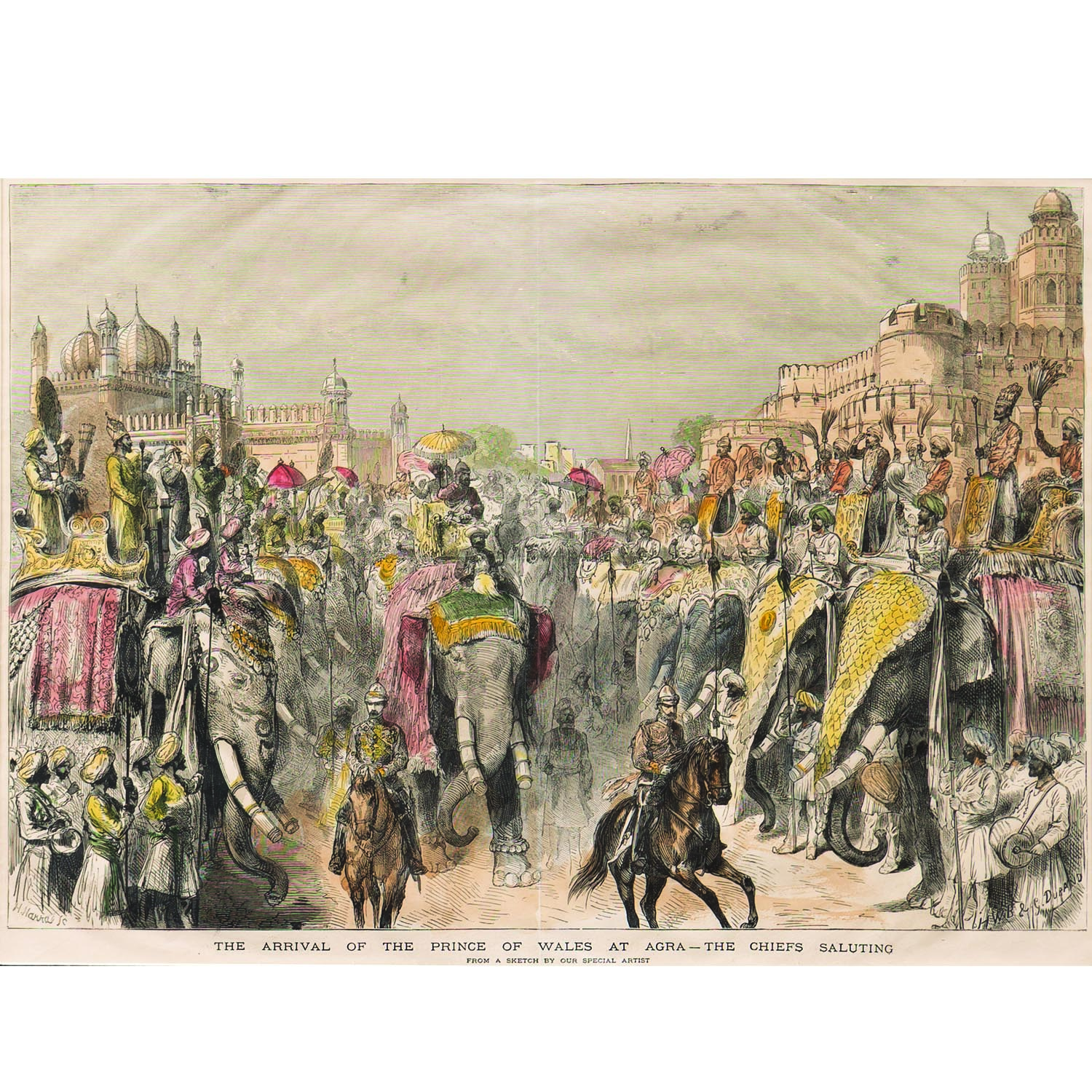 THE ARRIVAL OF THE PRINCE OF WALES AT AGRA-THE CHIEFS SALUTING